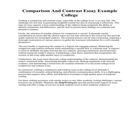 Comparison And Contrast Essay Example College.pdf