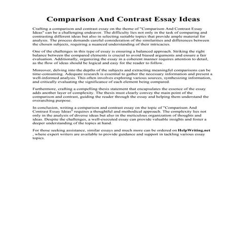 Comparison And Contrast Essay Ideas. PPT - Writing a Compare and Contrast Ess...