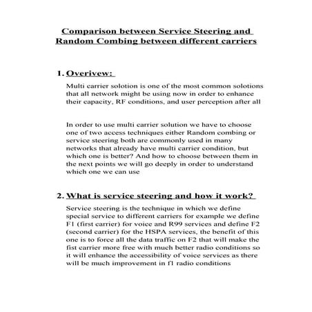 Comparison between service steering and random combing between different carr...