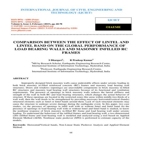 COMPARISON BETWEEN THE EFFECT OF LINTEL AND LINTEL BAND ON THE GLOBAL PERFORM...