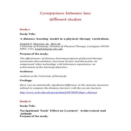 Comparison between two