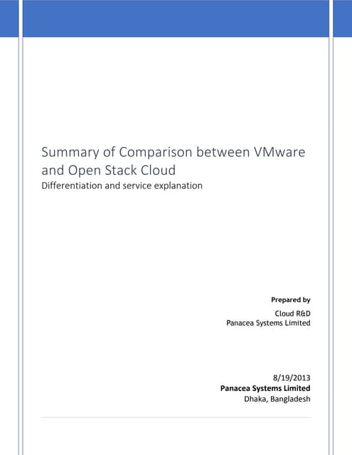 Comparison between VMware and Open Stack Cloud