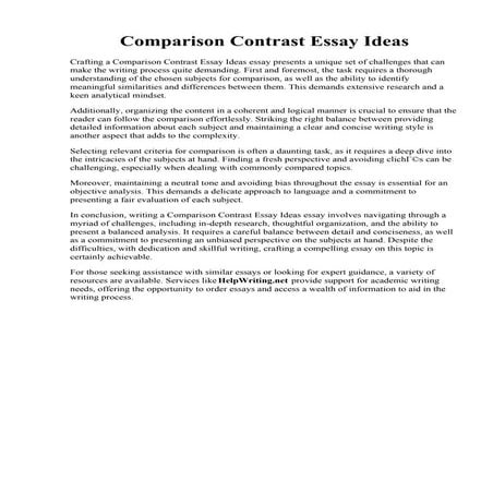 Comparison Contrast Essay Ideas