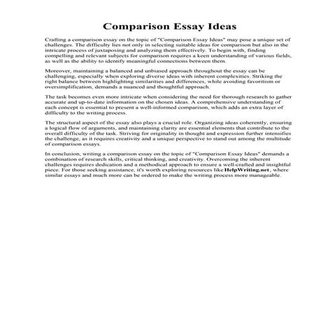Comparison Essay Ideas