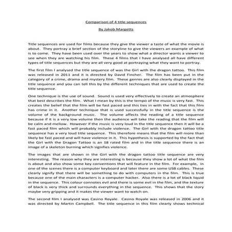 Comparison of 4 title sequences essay