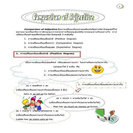 ใบความรู้เรื่อง Comparison of adjective