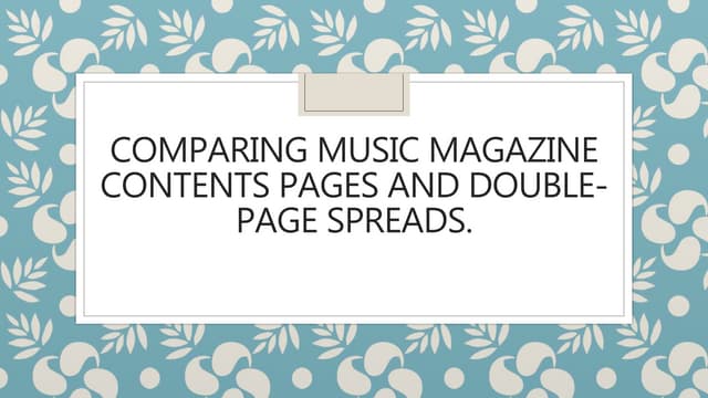 Comparison of double page spreads and contents pages
