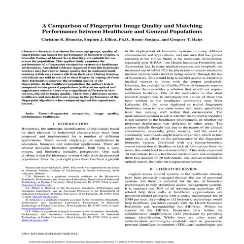 (2009) Comparison Of Fingerprint Image Quality And Matching
