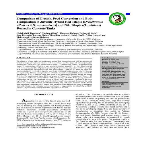 Comparison of growth feed conversion and body  composition of juvenile hybrid...