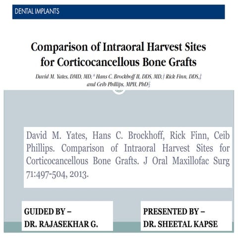 Comparison of intraoral harvest sites for corticocancellous bone grafts