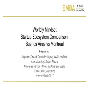 Comparison of Montreal and Buenos Aires startup ecosystems