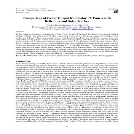 Performance comparison of fixed and single axis tracker photovoltaic ...