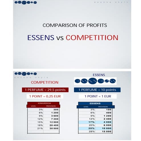 PERFUMES ESSENS - COMPARISON OF PROFITS - ESSENS vs COMPETITION | PDF