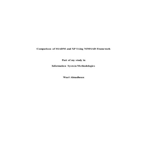 Comparison of SSADM and XP using NIMSAD framework