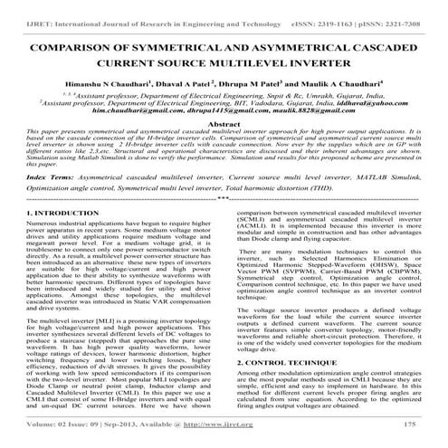 Comparison of symmetrical and asymmetrical cascaded current source multilevel...