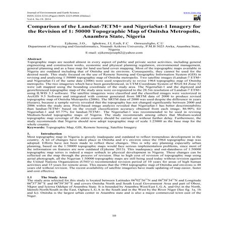 Comparison of the landsat 7 etm+ and nigeriasat-1 imagery for the revision of...