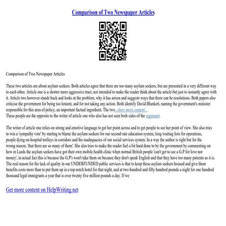 Comparison Of Two Newspaper Articles