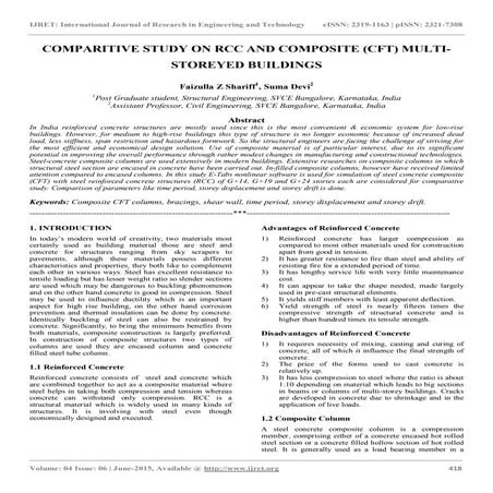 Comparitive study on rcc and composite (cft) multi storeyed buildings