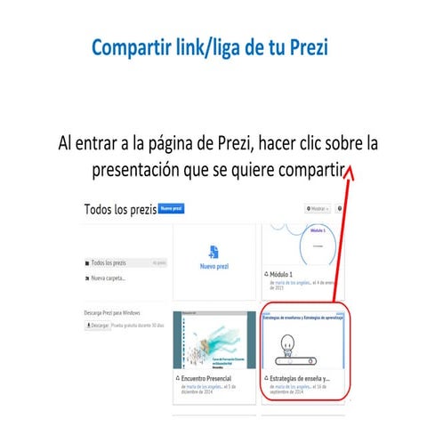 Compartir link liga de tu prezi | PPT