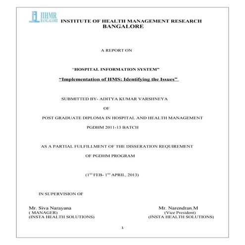 Compartive report for two hospitals | DOC