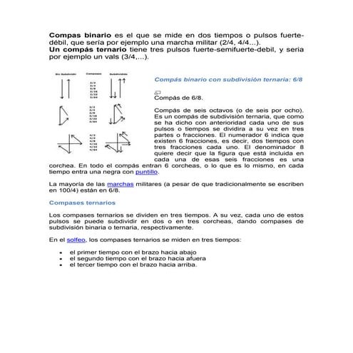 Compas binario es el que se mide en dos tiempos o pulsos fuerte