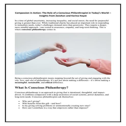 Zeeshan and Karina Hayat - The Heart of a Philanthropist - Lessons in ...