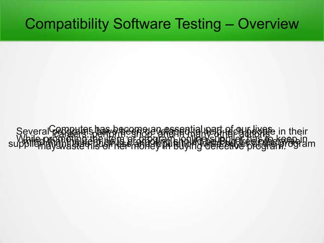 Compatibility software testing
