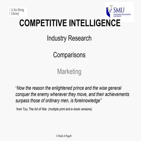 Competitive intelligence -  industry research and benchmarking