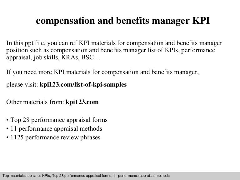 benefits manager job description