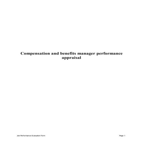 Compensation and benefits manager performance appraisal | DOCX