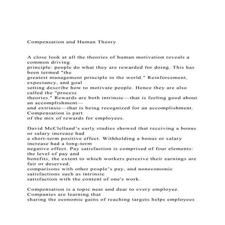 Compensation and Human Theory  A close look at all the t.docx