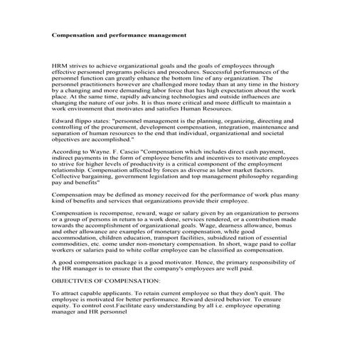 Compensation and performance management