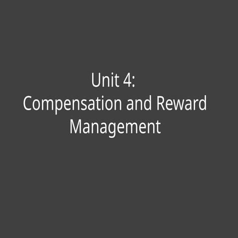 Compensation and Reward Management in HRM