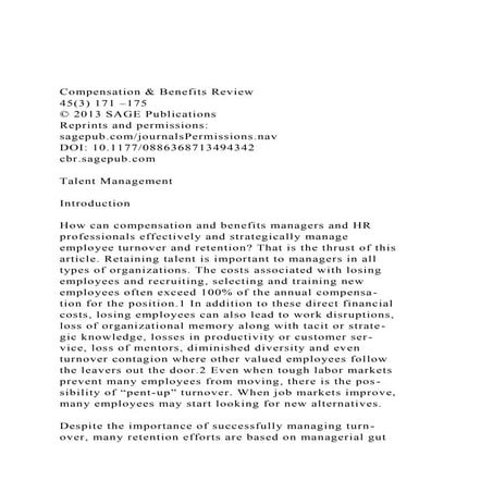Compensation & Benefits Review45(3) 171 –175© 2013 SAGE Pu.docx