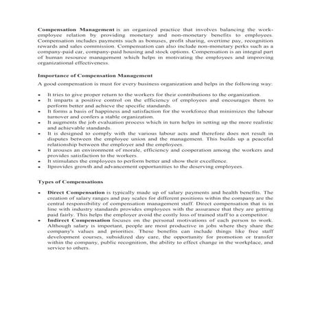 Compensation management