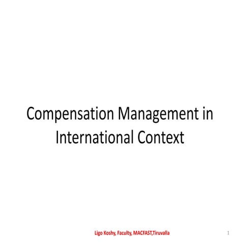 Compensation management in international context