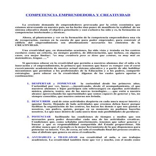 Competencia emprededora y creatividad