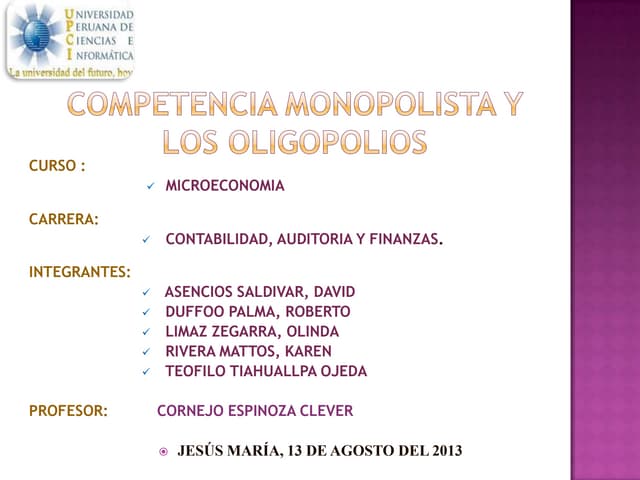 Competencia monopolistico y oligopolio