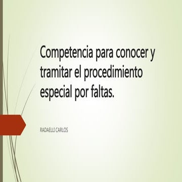 Competencia para conocer y tramitar el procedimiento especial