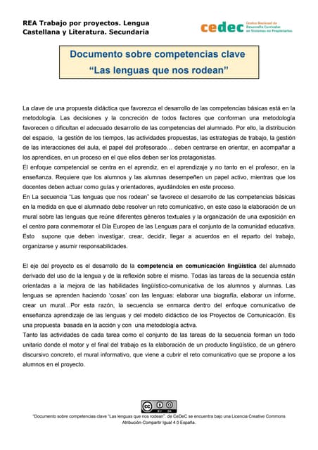 Competencias clave REA "Las lenguas...