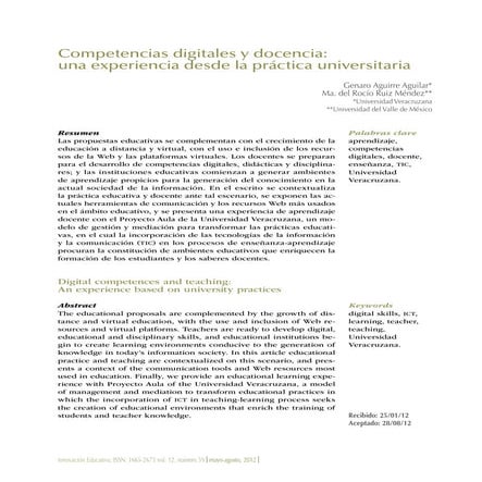 Competencias digitales y docencia. Una experiencia desde la práctica universi...