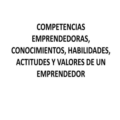 Competencias, conocimientos, habilidades, actitudes y valores del emprendedor