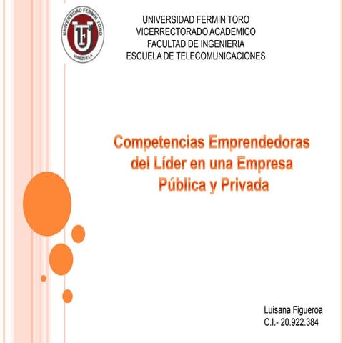 Competencias emprendedoras del lider en una empresa publica y privada