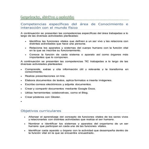 Competencias y objetivos