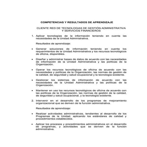 Competencias y Resultados de Aprendizaje