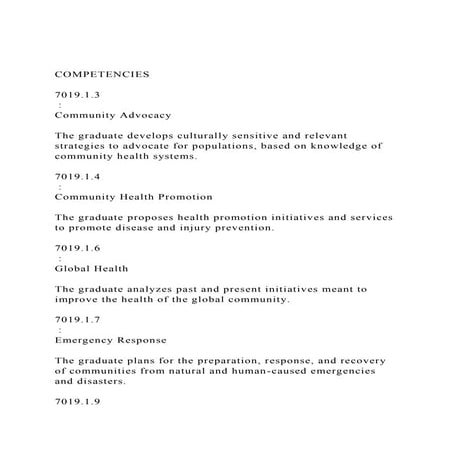 COMPETENCIES7019.1.3  Community AdvocacyThe graduat.docx
