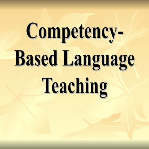 Competency Based Language Teaching (CBLT) | PDF