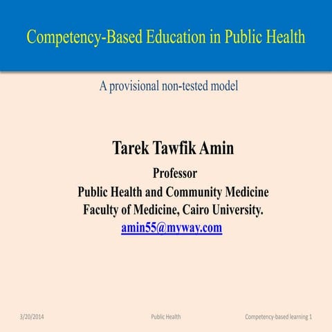 Competency based education in Public Health