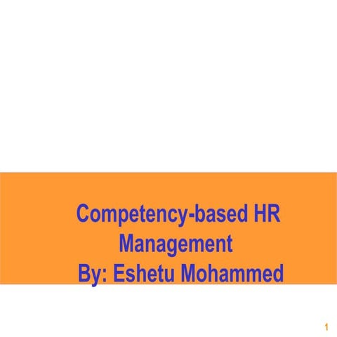 Competency Based Human Resource Management