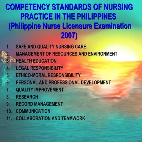 Competency Standards Of Nursing Practice In The Philippines